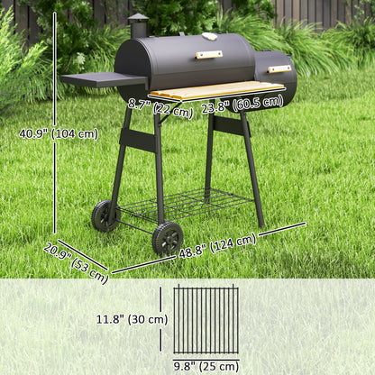 BBQ au charbon avec fumoir offset portable 124cm