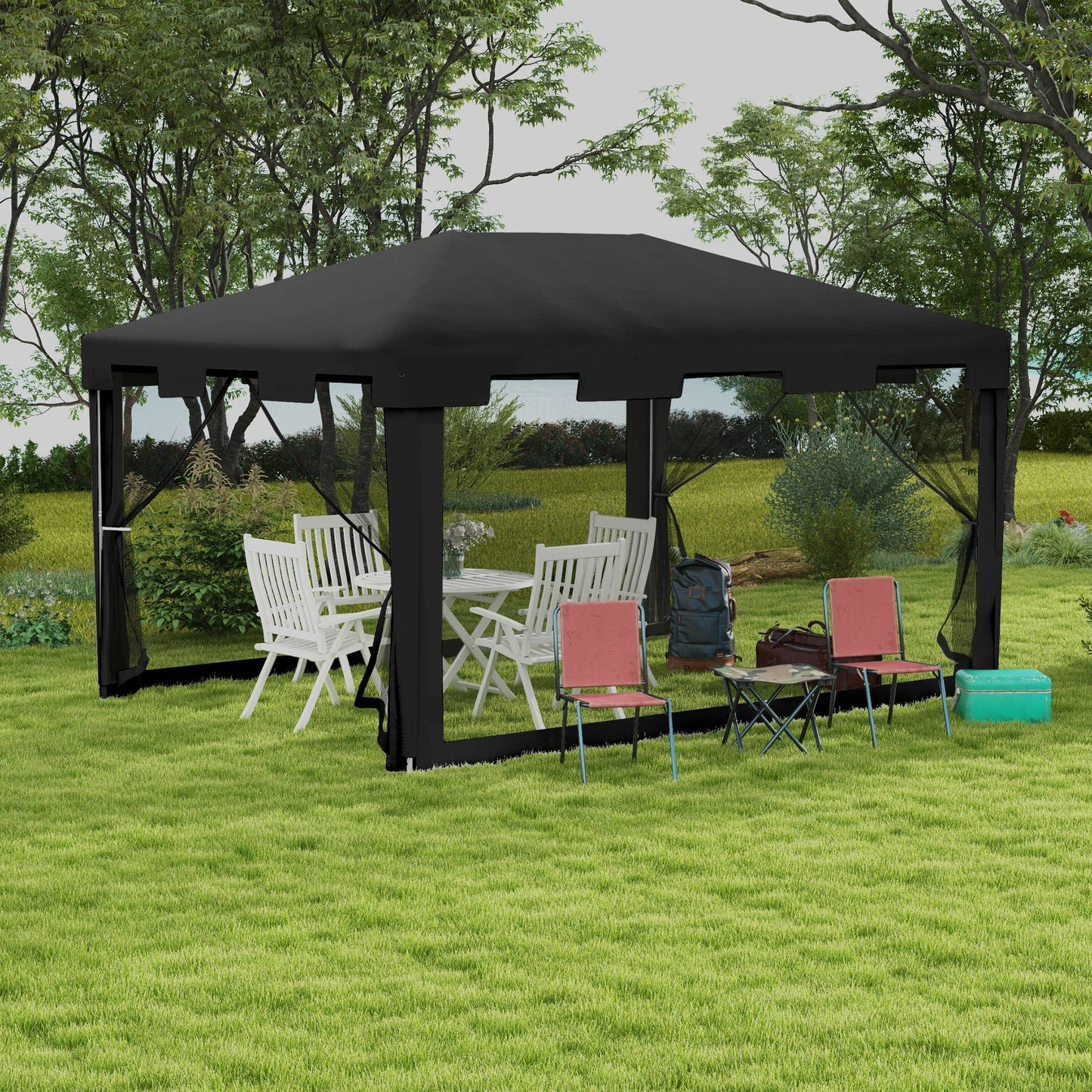 Gazebo Outsunny 10×13 pi avec Murs Moustiquaire - Tente de Jardin