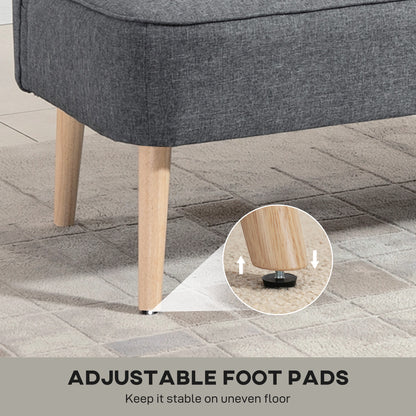 Canapé 2 places moderne tissu lin pieds bois