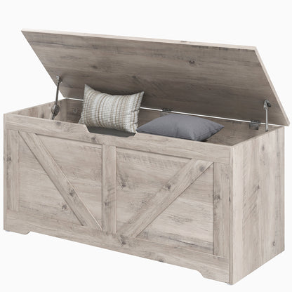 Coffre de rangement spacieux avec charnières sécurisées 100 cm — Grain de bois noir