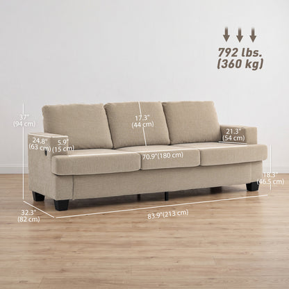 Canapé 3 places avec ports USB et porte-gobelets