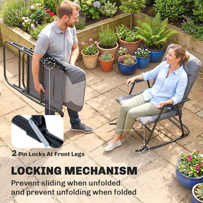 Ensemble 2 chaises berçantes rembourrées avec accoudoirs