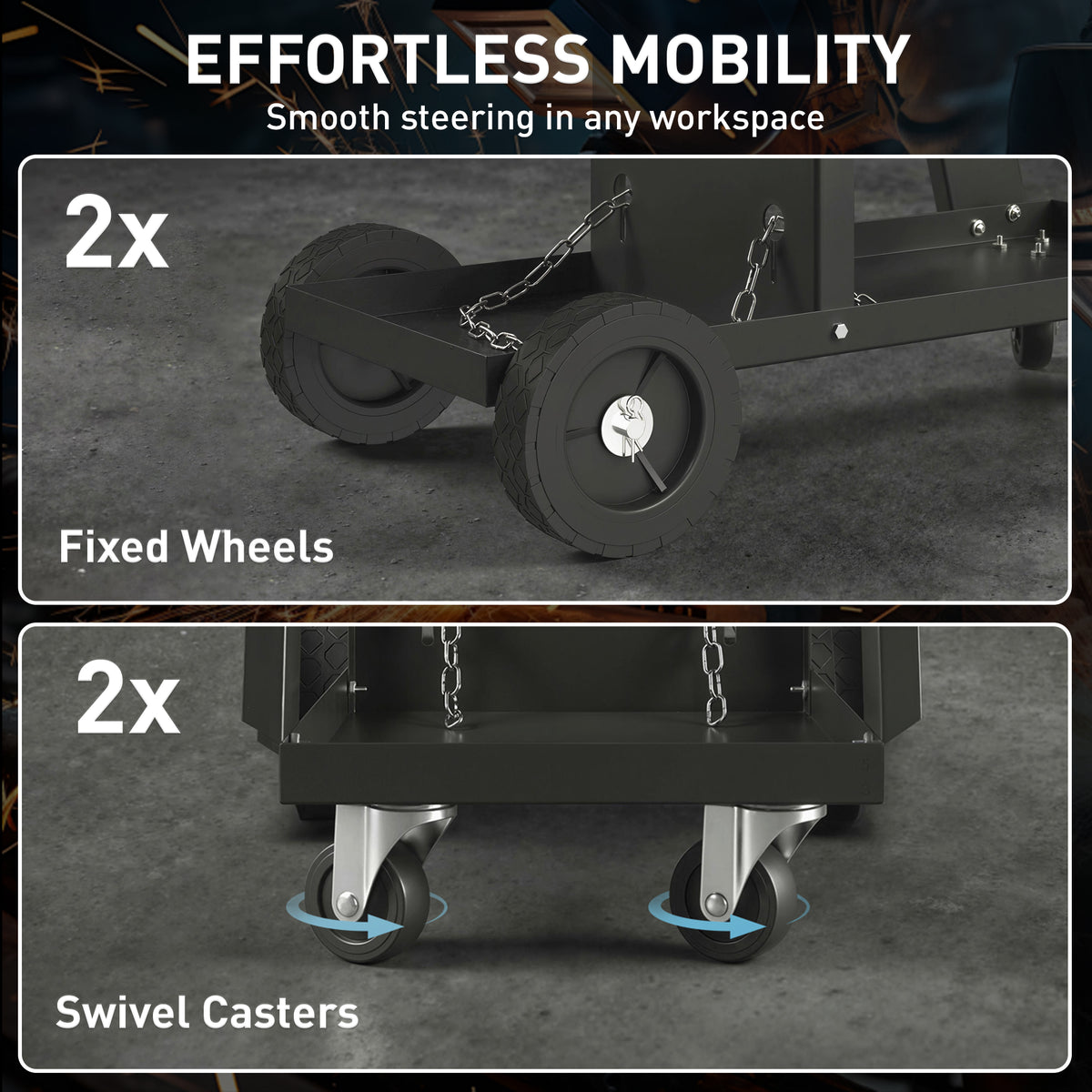 Chariot utilitaire de soudage à 3 tablettes