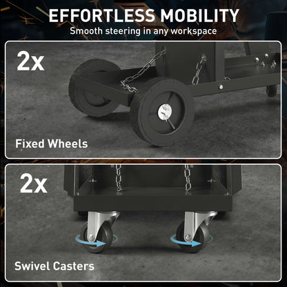 Chariot utilitaire de soudage à 3 tablettes