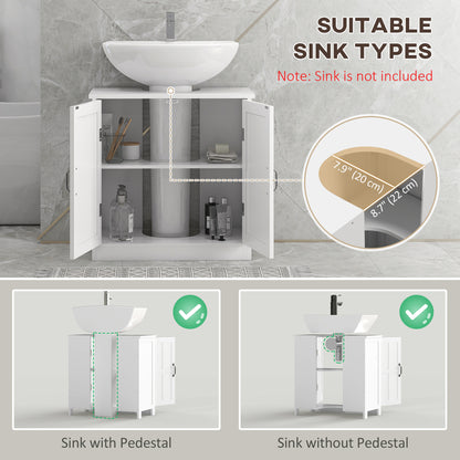 Meuble sous-lavabo double porte avec tablette ajustable