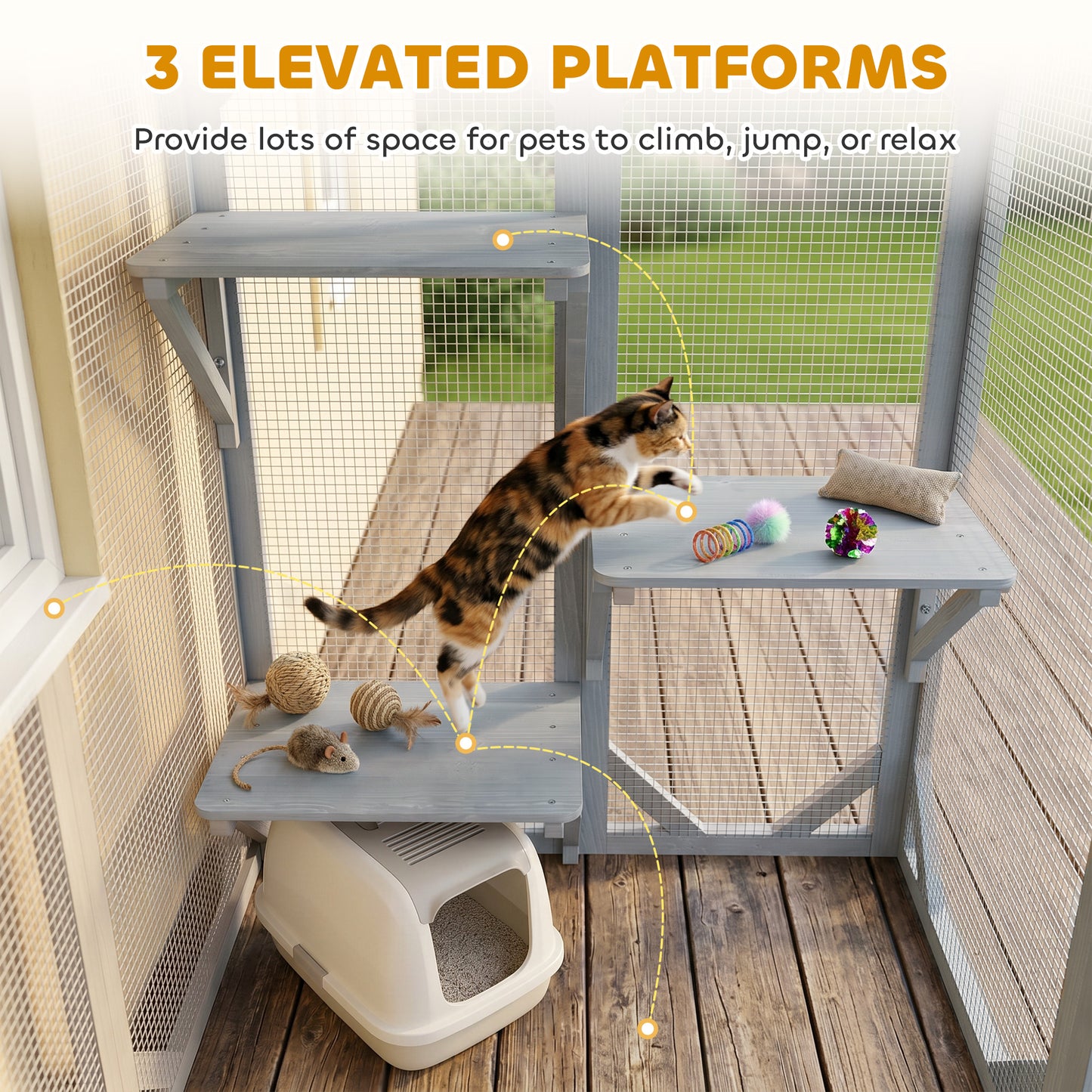 Enclos extérieur pour chat multi-niveaux 180 cm