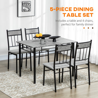 Ensemble salle à manger 5 pièces effet marbre pour 4
