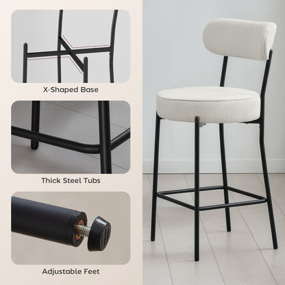 Tabourets de bar rembourrés en velours côtelé — lot de 2