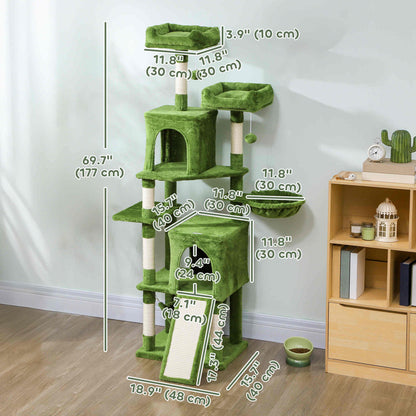 Arbre à chat multi-niveaux 177 cm avec condos et hamac