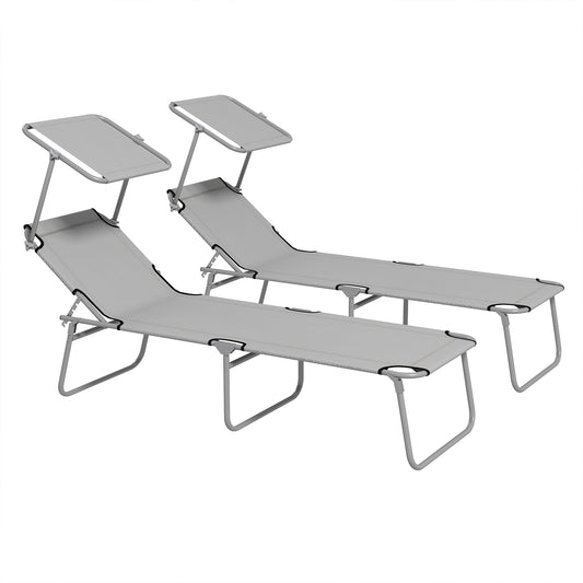 Chaise longue pliante avec auvent réglable