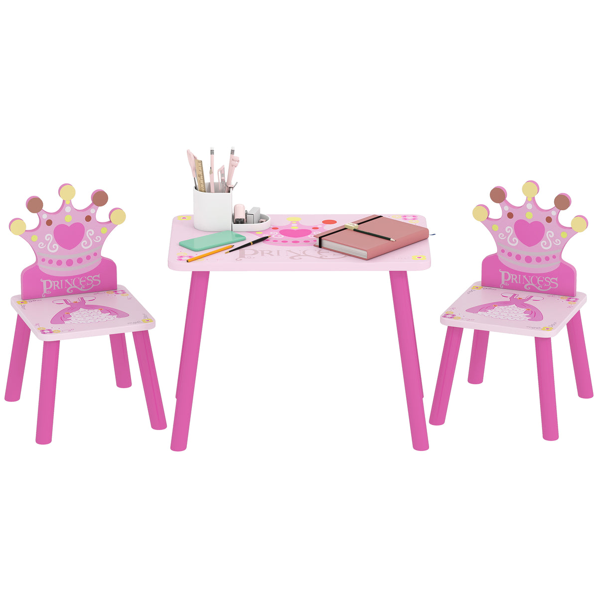 Ensemble table et chaises pour enfants en bois — Lot de 4