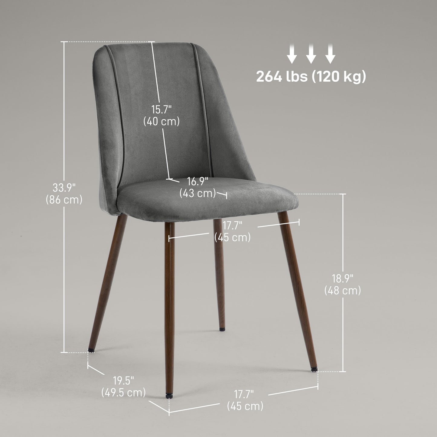 Chaises de salle à manger rembourrées velours ensemble 4
