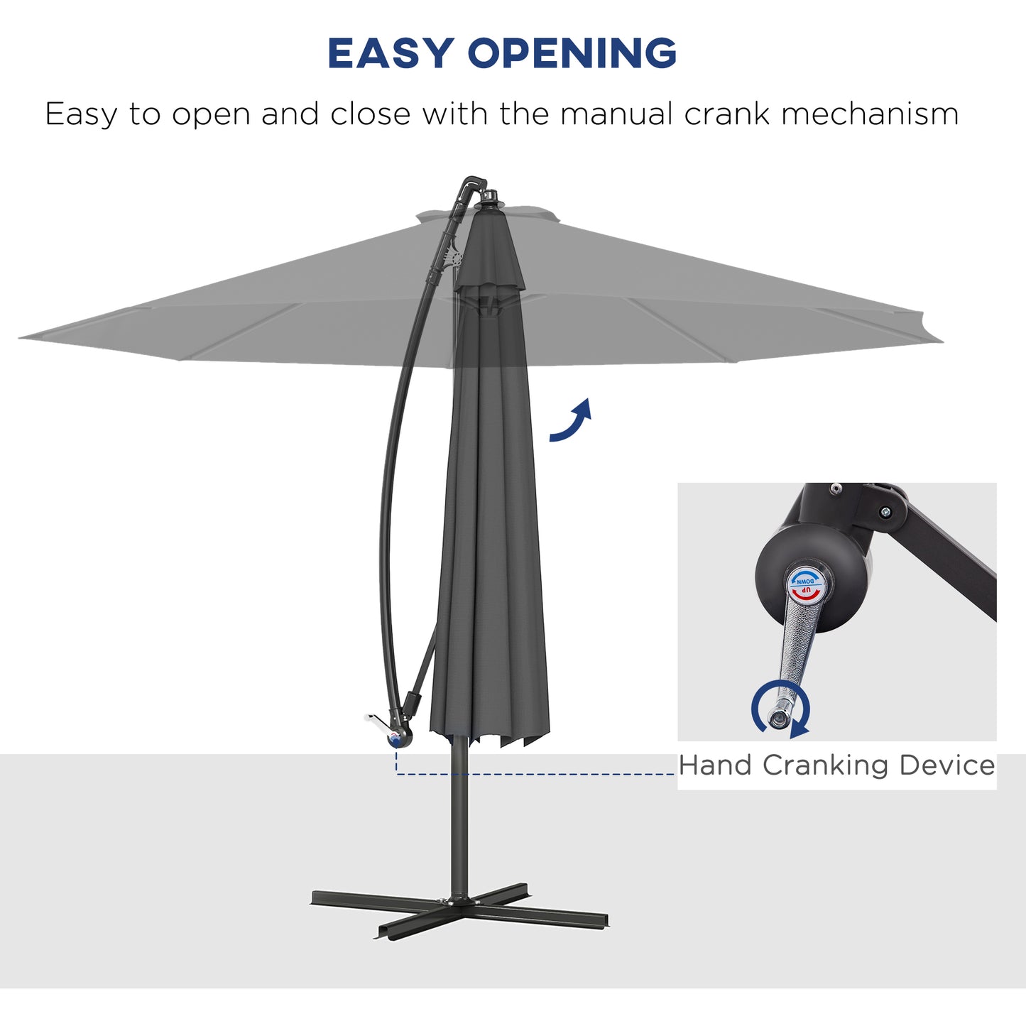 Parasol déporté patio 10 pieds cantilever avec base croisée