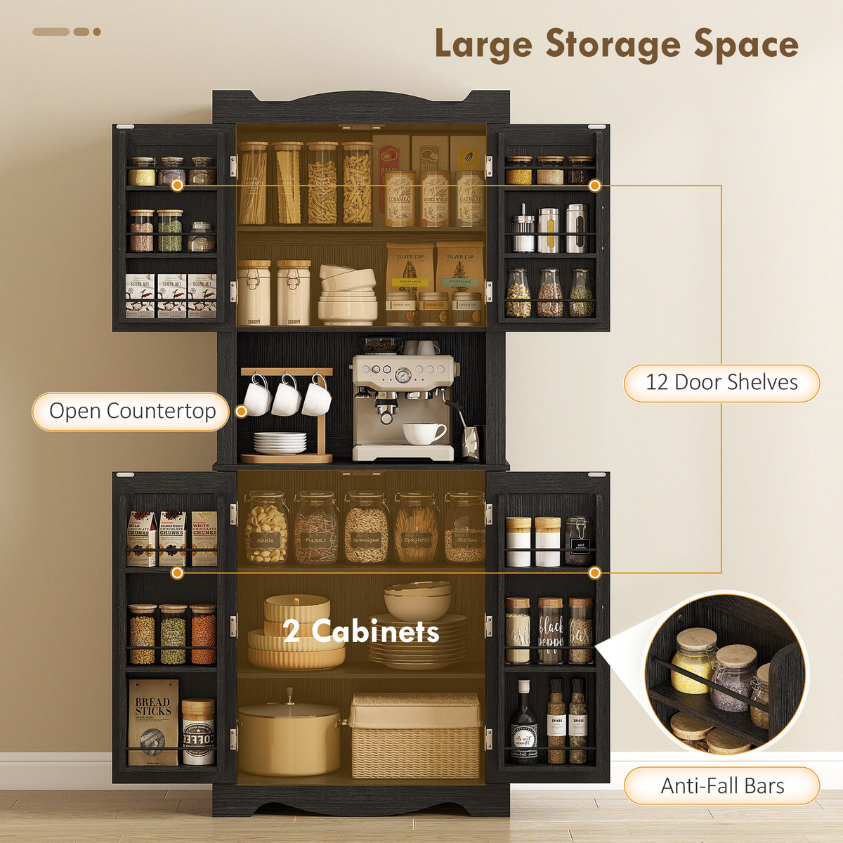 Armoire de cuisine autoportante avec rangement