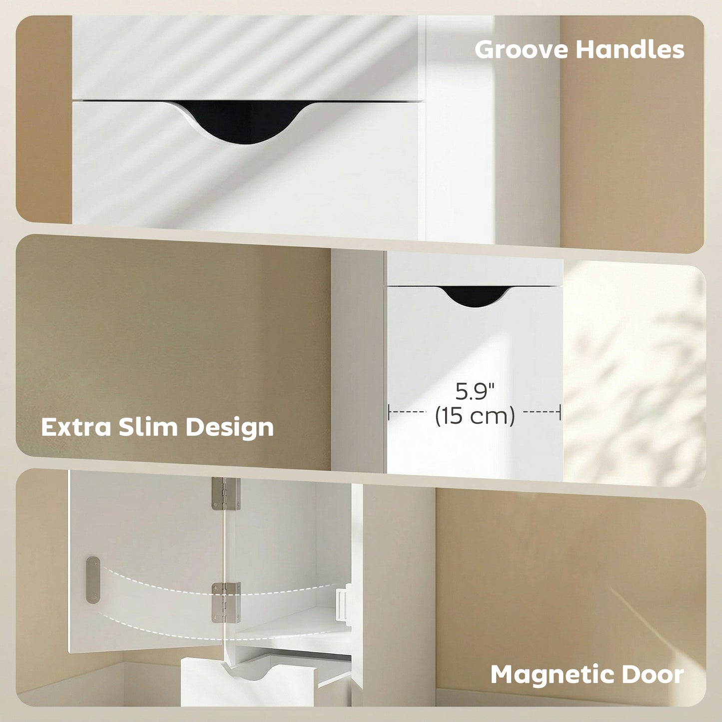 Armoire rangement salle de bain étroite — blanc