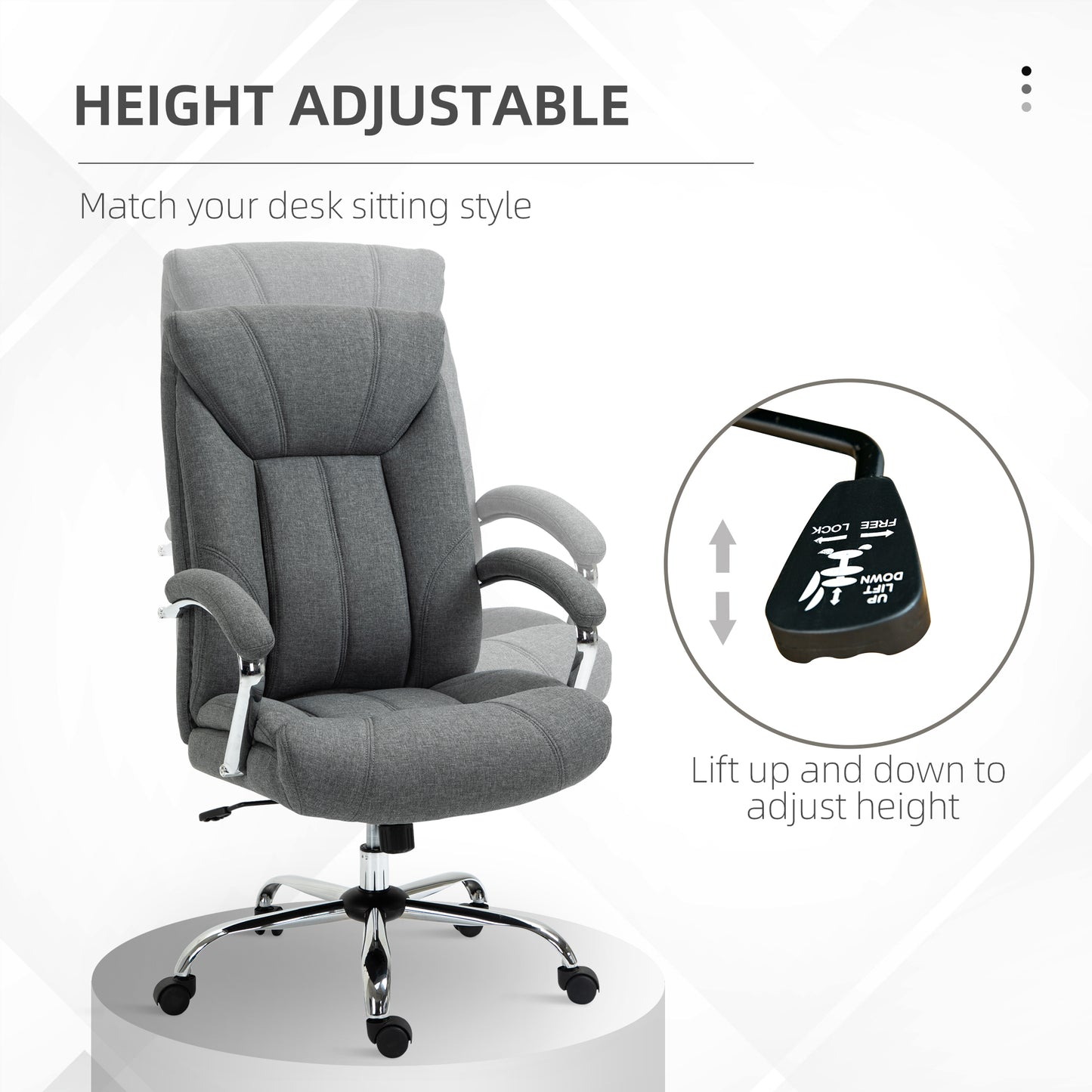 Chaise de bureau ergonomique pivotante dossier haut