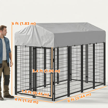 Enclos extérieur pour chien avec toit