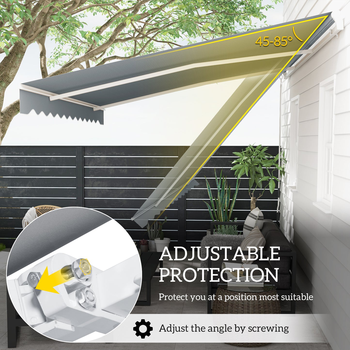 Auvent rétractable patio aluminum réglable