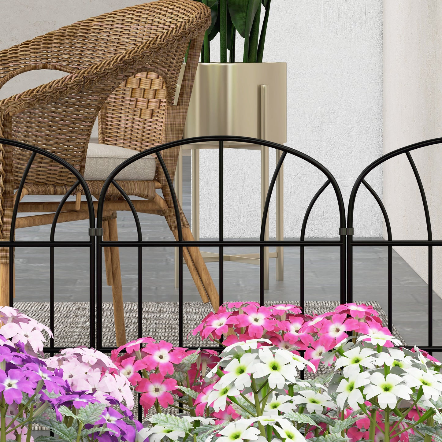 Clôture décorative de jardin 8 panneaux grille métal