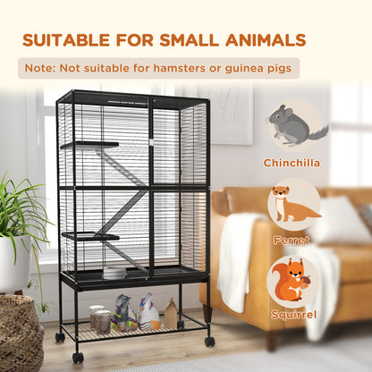Cage à roulettes pour petits animaux à 4 niveaux