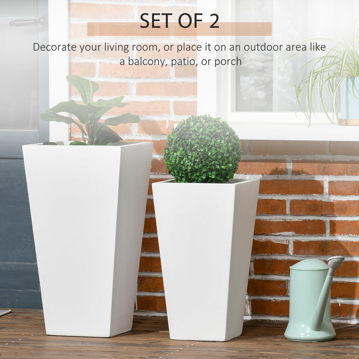 Ensemble 2 Bacs à Fleurs Hauts avec Drainage — Extérieur