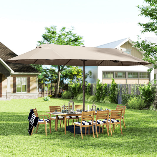 Parasol double toile 457 cm avec manivelle et base croisée