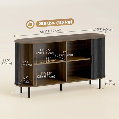 Buffet bahut cannelé portes coulissantes tablettes réglables