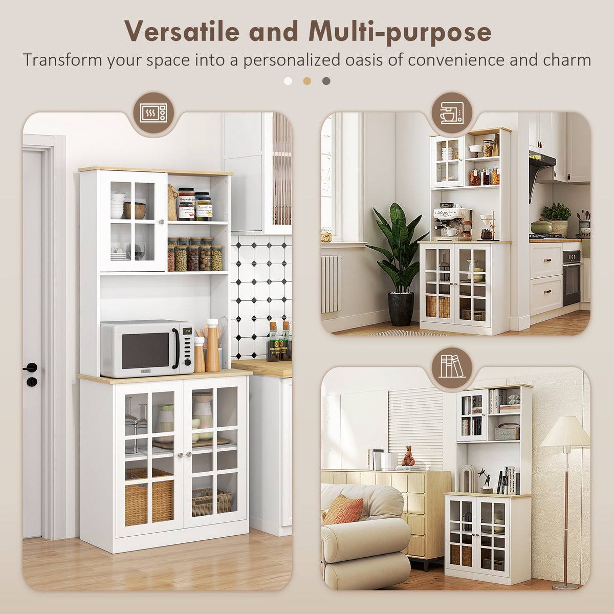 Buffet de cuisine avec hutch et tablettes ouvertes