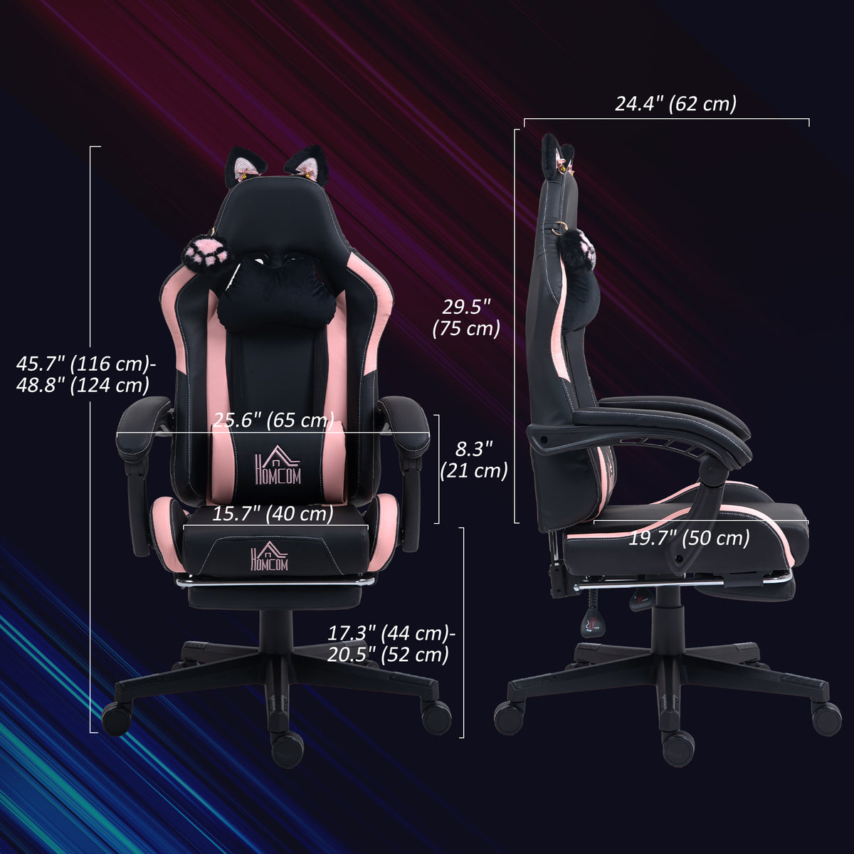 Chaise de joueur style chat avec repose-pieds
