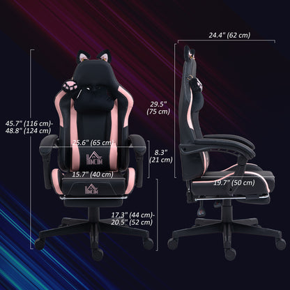 Chaise de joueur style chat avec repose-pieds