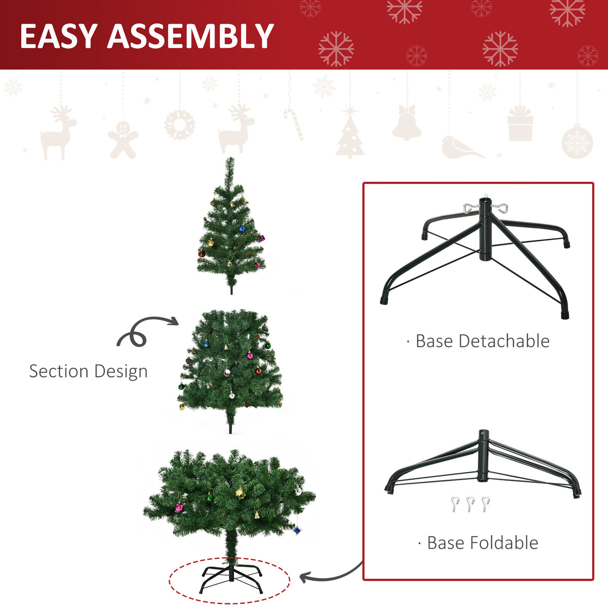Sapin de Noël artificiel 1,5 m vert — décorations incluses