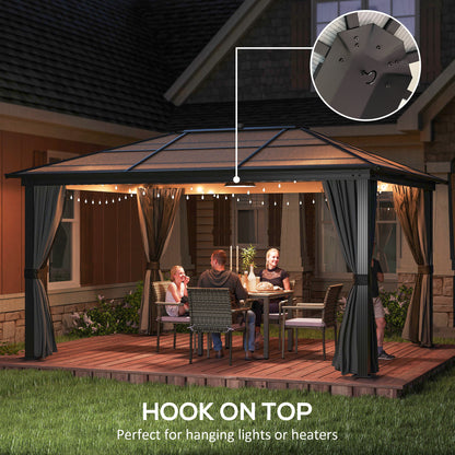 Gazebo à toit rigide polycarbonate 305 x 365 cm