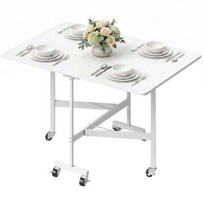 Table à manger pliante à roulettes pour six personnes