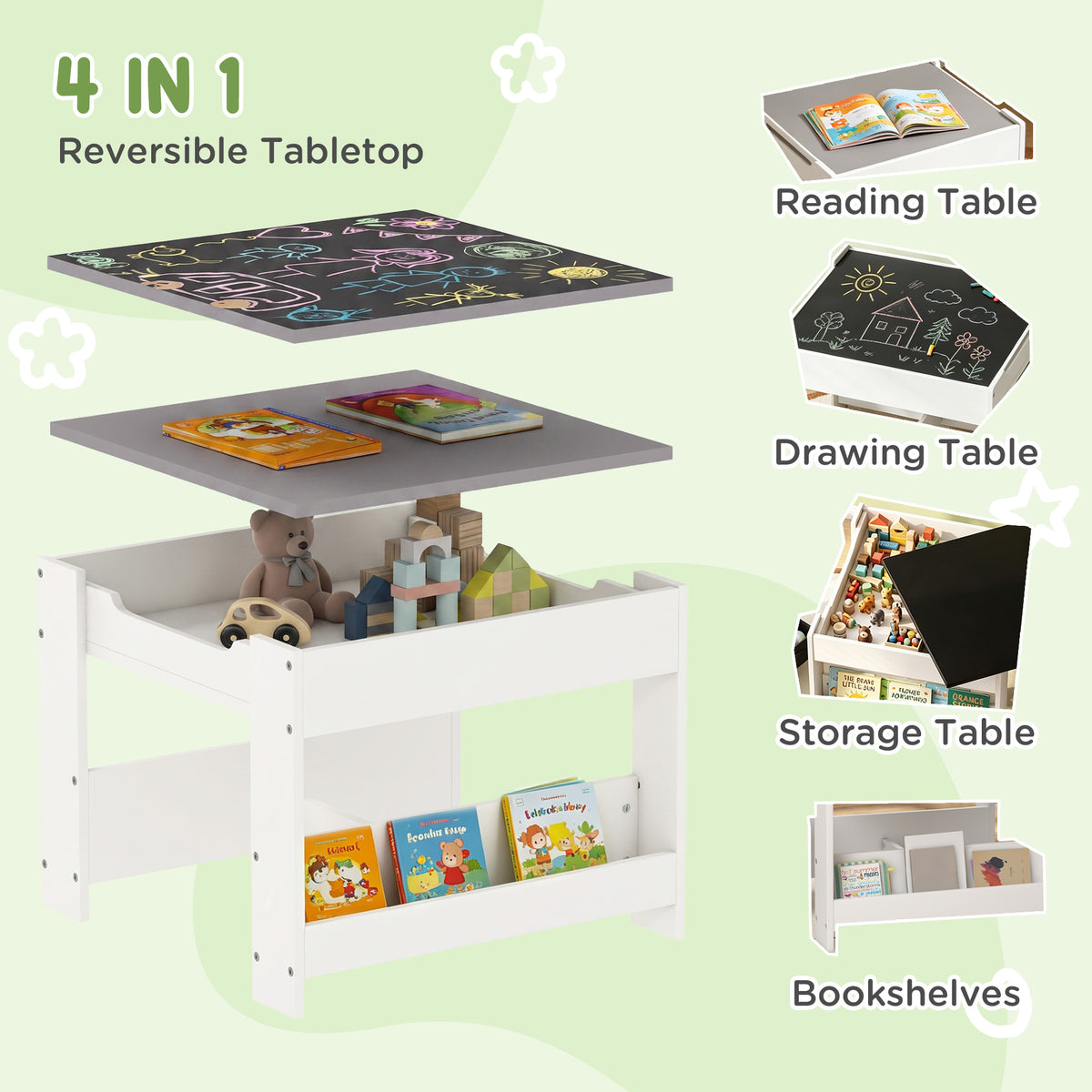 Ensemble table et chaises enfants réversible 3 pièces