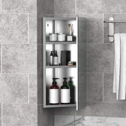 Armoire de toilette d'angle murale en acier inoxydable