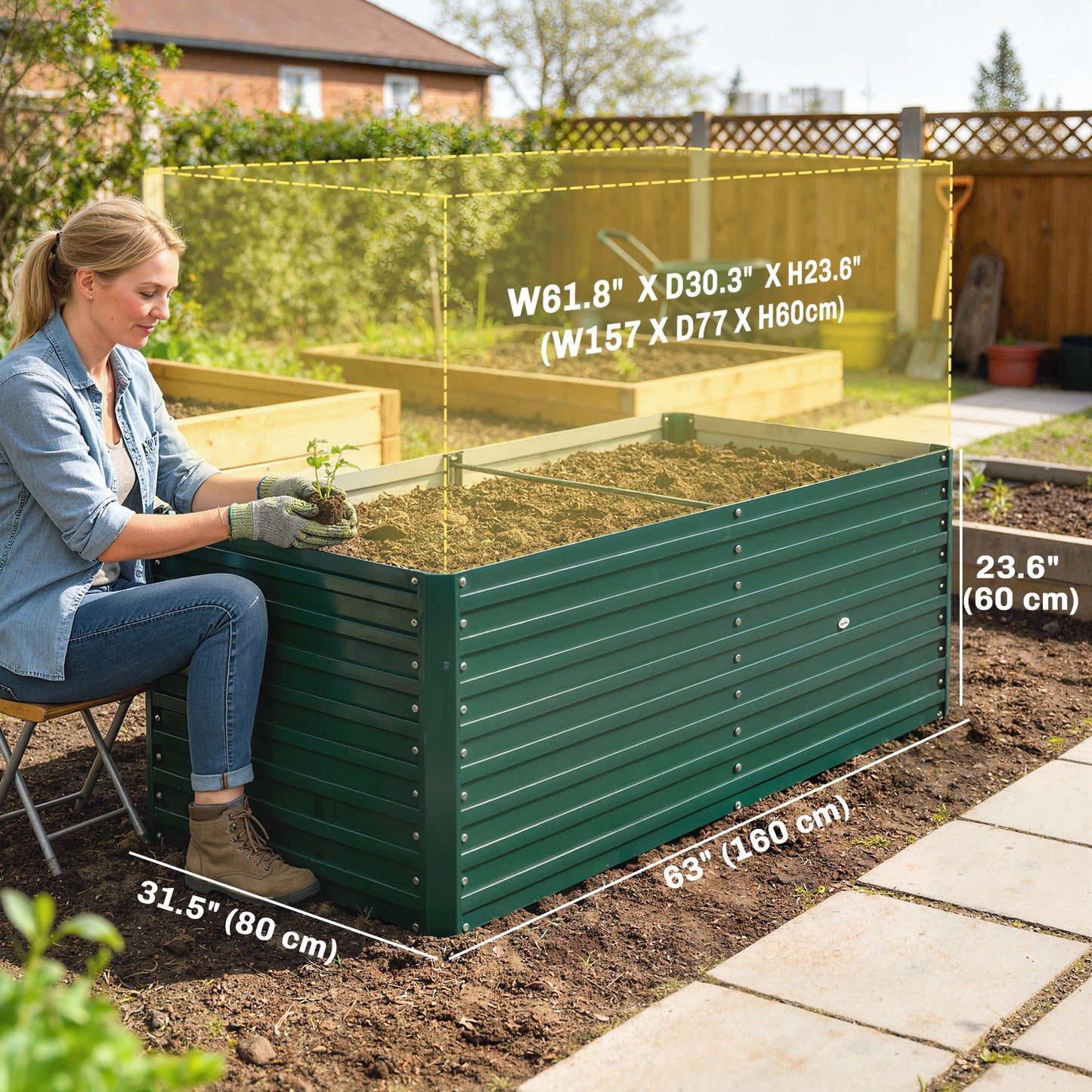 Bac jardinage surélevé galvanisé extra profond 152x91x60cm