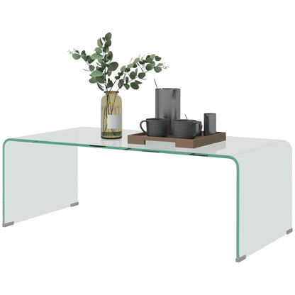 Table basse en verre trempé rectangulaire pour salon