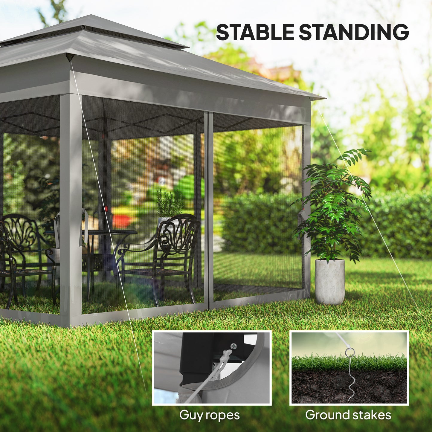 Tente pop-up 2 niveaux avec moustiquaire 335 x 335 cm