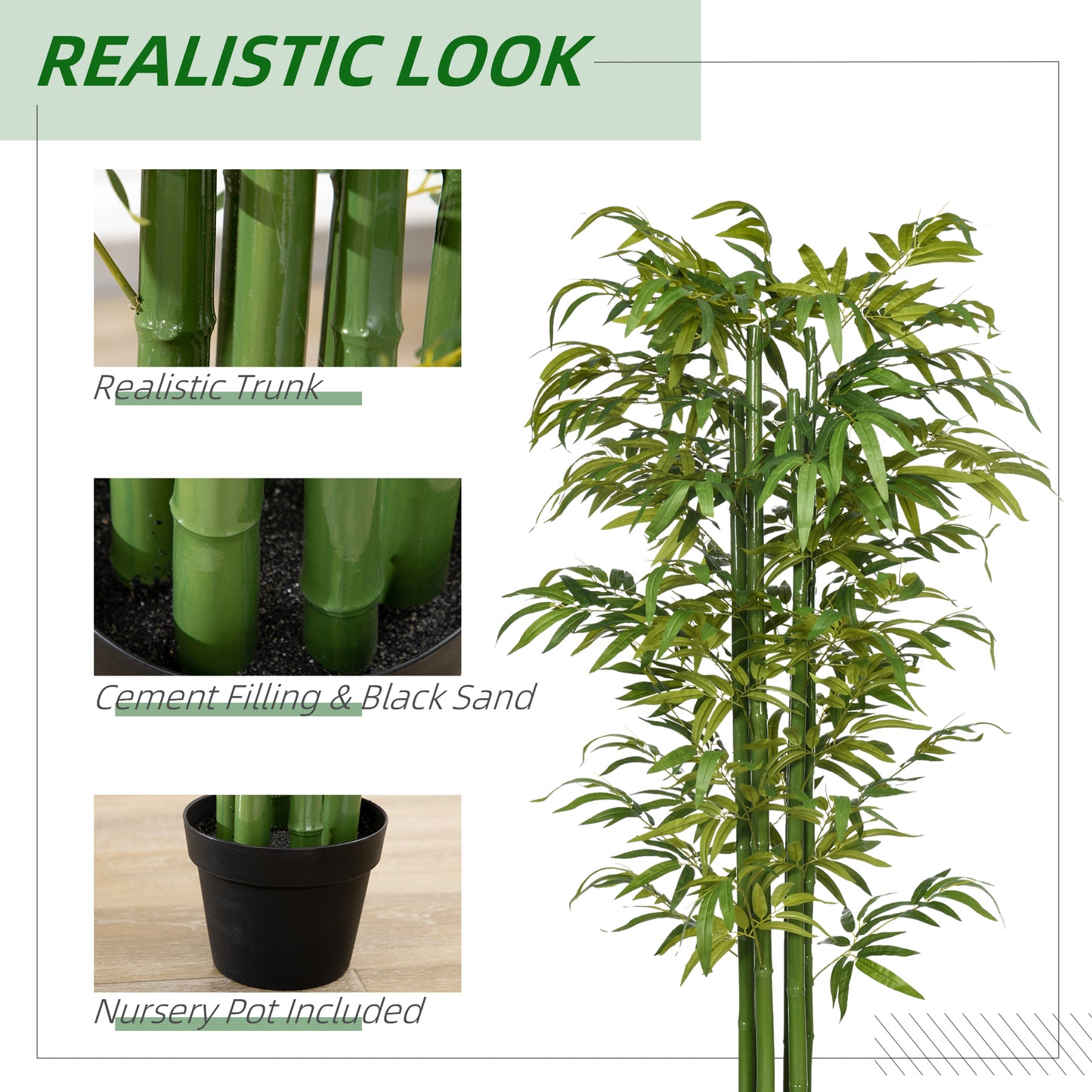 Arbre de bambou artificiel en pot — Vert