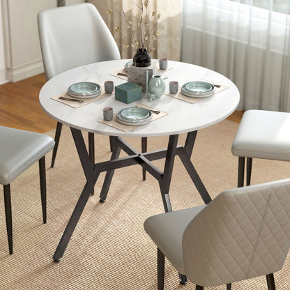 Table à manger ronde 89 cm marbre blanc