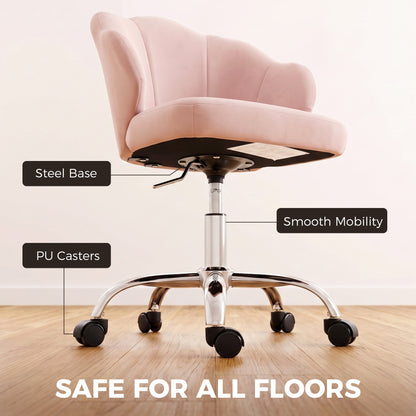 Chaise de bureau pivotante en velours pétale