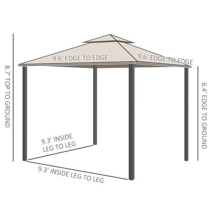 Gazebo patio toit double moustiquaire 2,9m x 2,9m