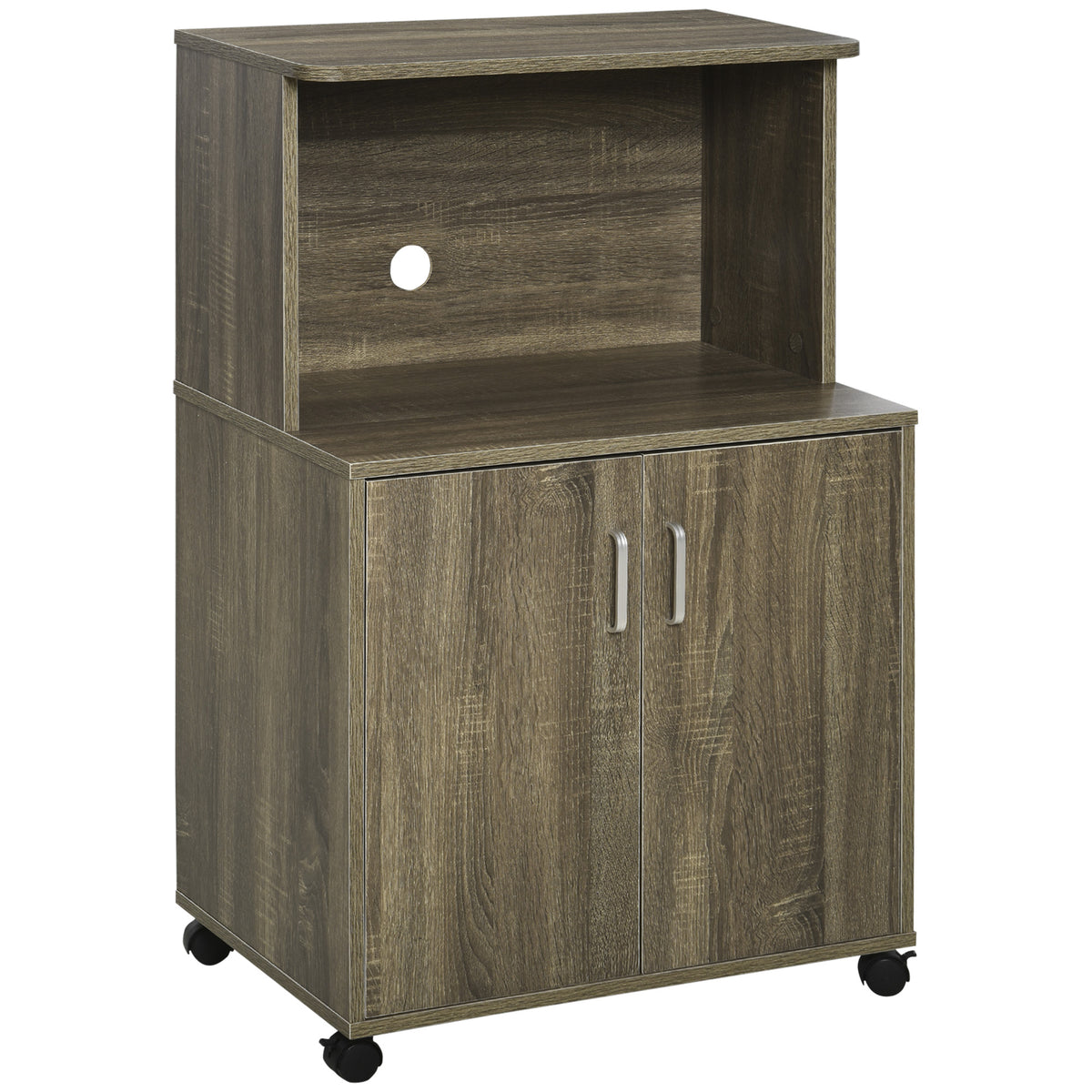 Chariot micro-ondes avec rangement et cabinet 2 portes