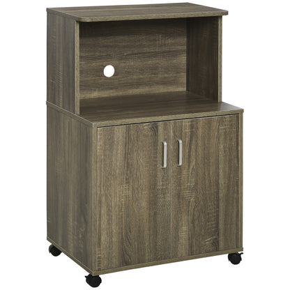 Chariot micro-ondes avec rangement et cabinet 2 portes