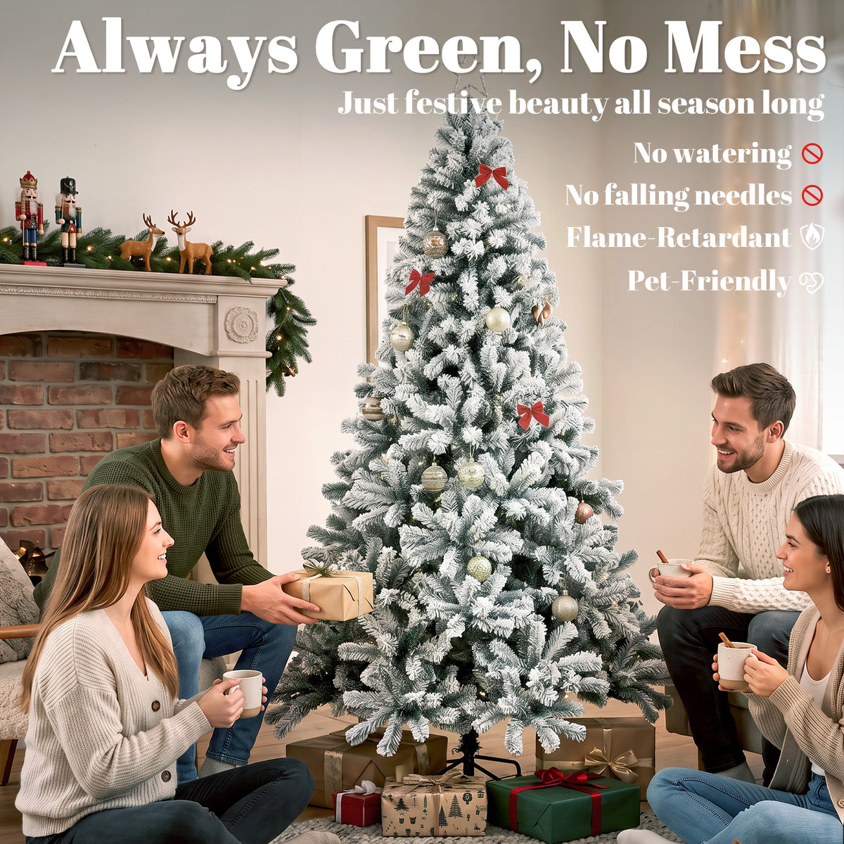 Arbre de Noël artificiel floqué de neige 183 cm