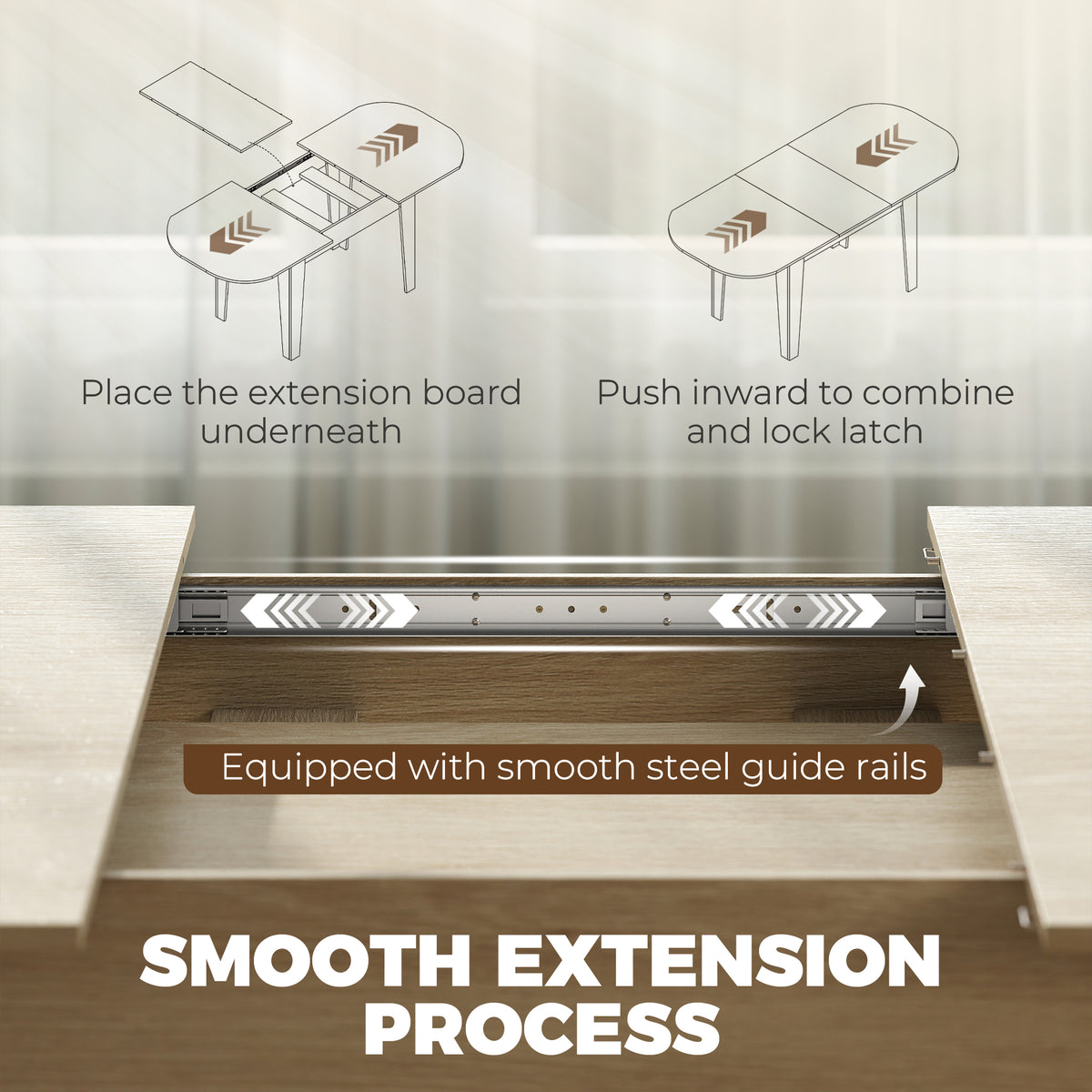 Table à manger ovale extensible de style fermette