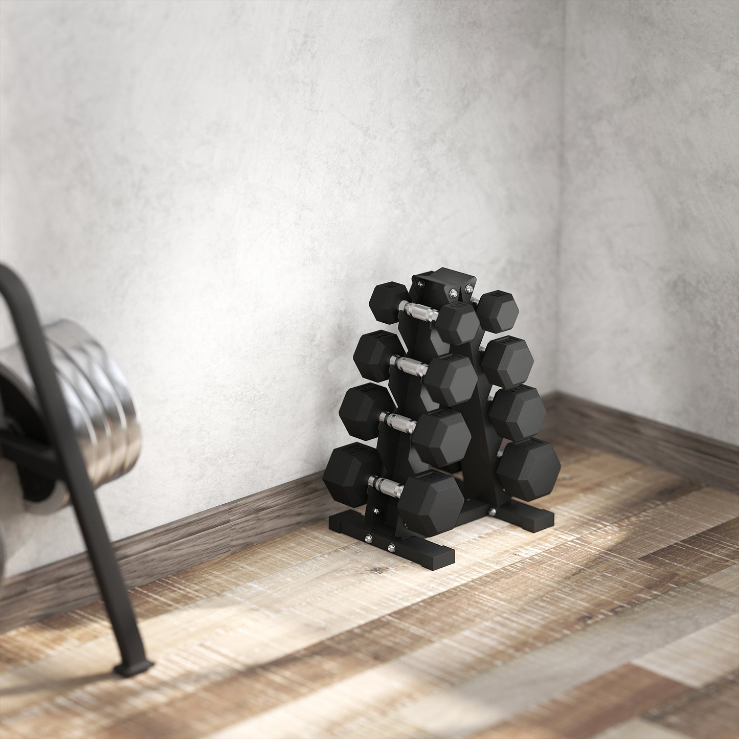 Ensemble d'haltères hexagonaux avec support 45 kg