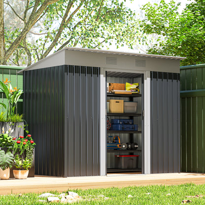 Abri de jardin en acier galvanisé avec portes coulissantes