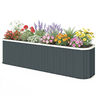 Outsunny 61cm Deep Raised Garden Bed - 220cm Galvanized Steel