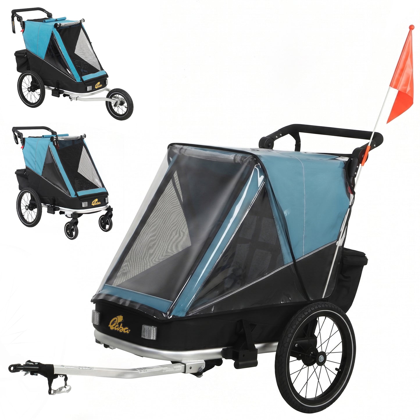 Remorque vélo 3-en-1 enfant pliable avec siège inclinable